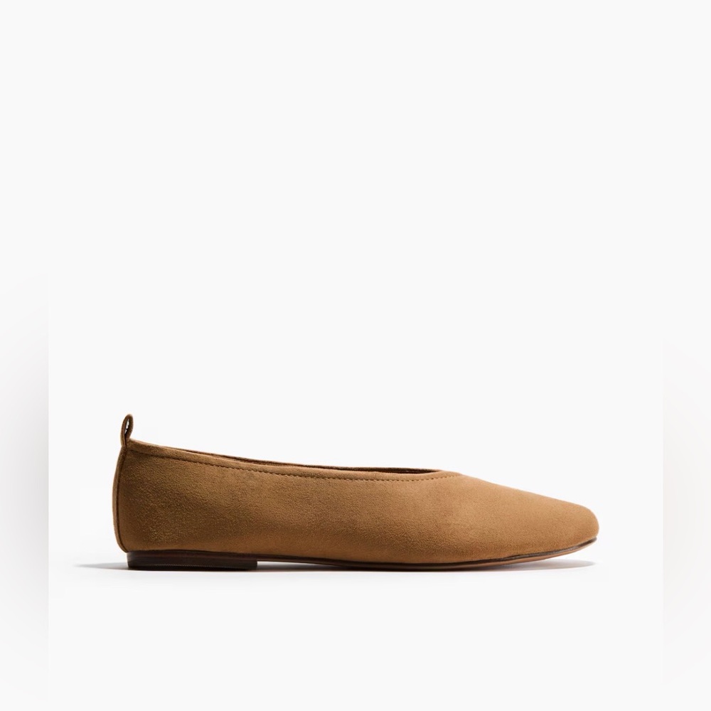 H&M Women's Camel Faux-Suede Ballet Flats - Picture 2 of 5